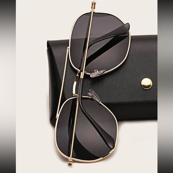 NEW Hexagon Metal Sunglasses w Brow Bar & Grey Lens OS - Picture 4 of 6